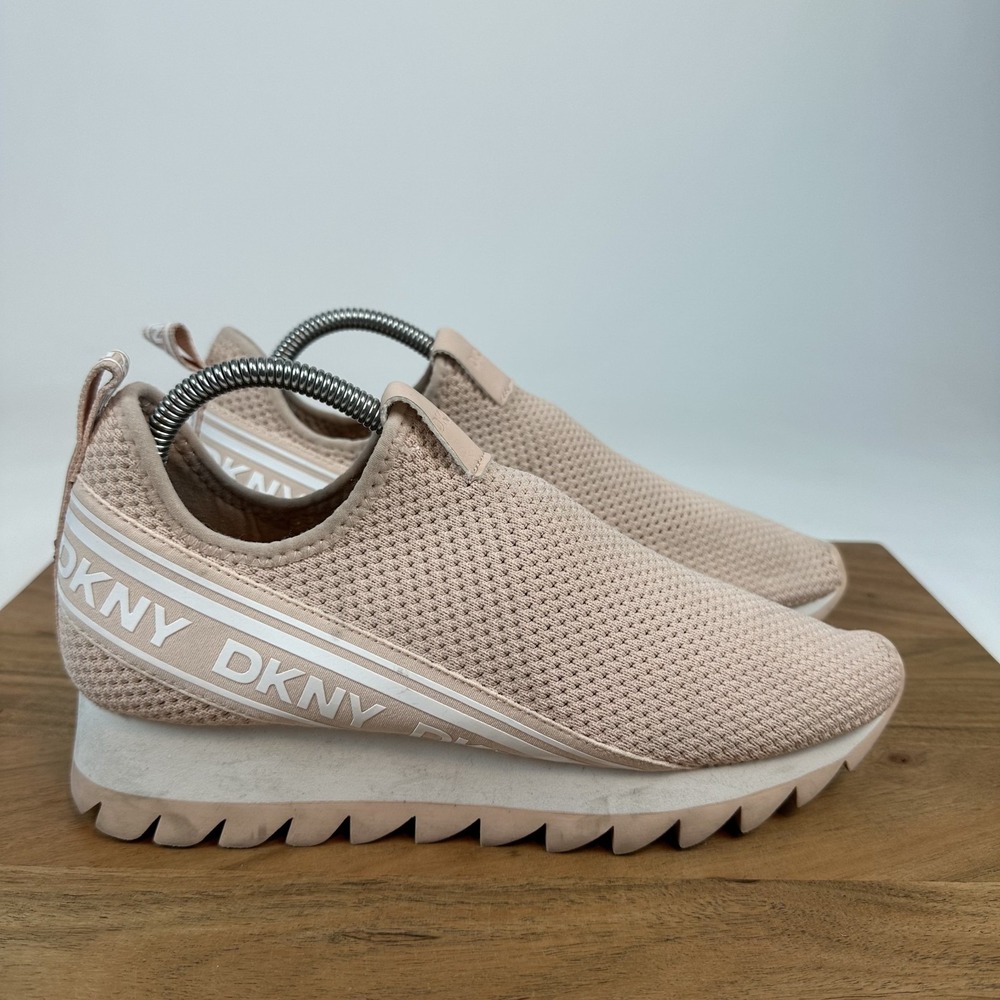Womens DKNY Alani Pink‎ Knit Comfort Casual Platform Sneakers Shoes Size 9 M GUC